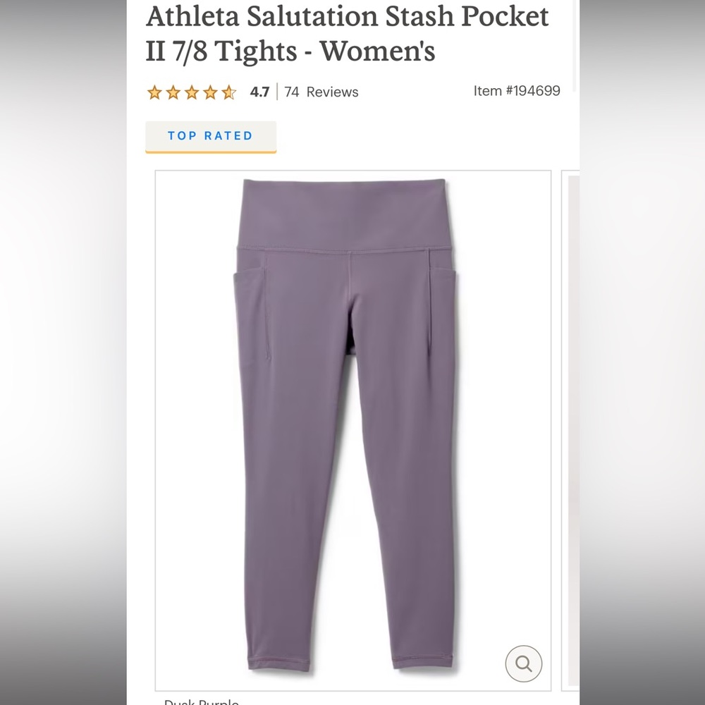 Athleta Salutation Purple Leggings